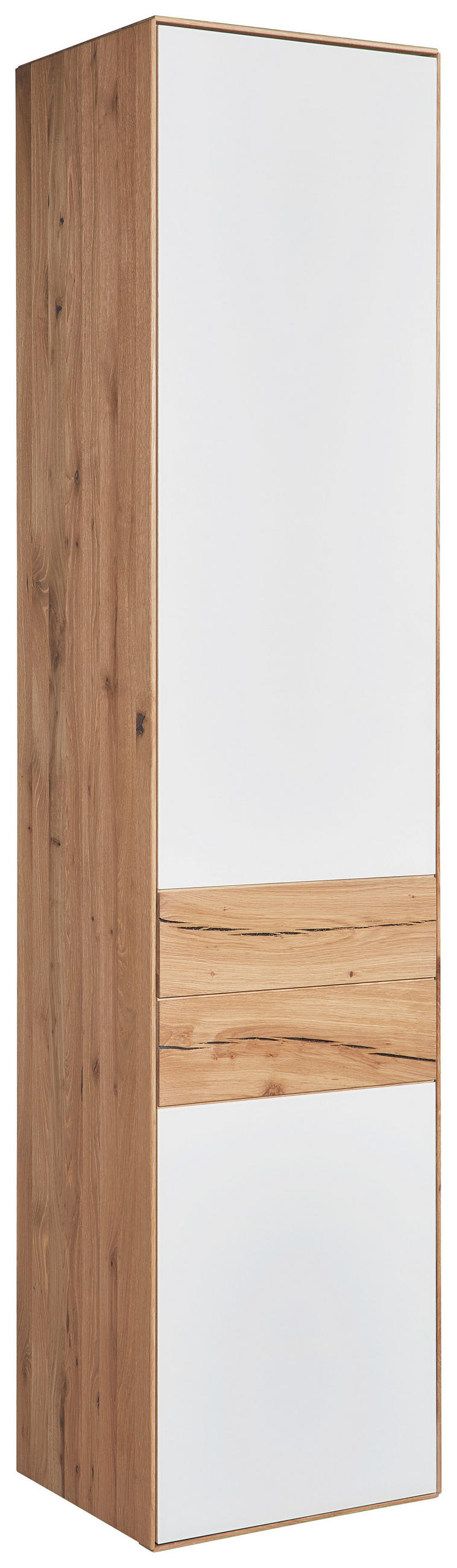 SCHRANK Solida Solida Weiß, Eichefarben  47/205,5/40 cm  - Eichefarben/Weiß, Design, Glas/Holz (47/205,5/40cm) - Valnatura