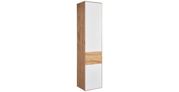 SCHRANK Solida Solida Weiß, Eichefarben 47/205,5/40 cm - Eichefarben/Weiß, Design, Glas/Holz (47/205,5/40cm) - Valnatura
