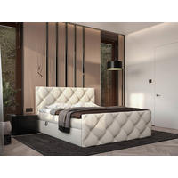 BOXBETT 200/200 cm  in Creme  - Creme/Schwarz, KONVENTIONELL, Kunststoff/Textil (200/200cm) - Carryhome