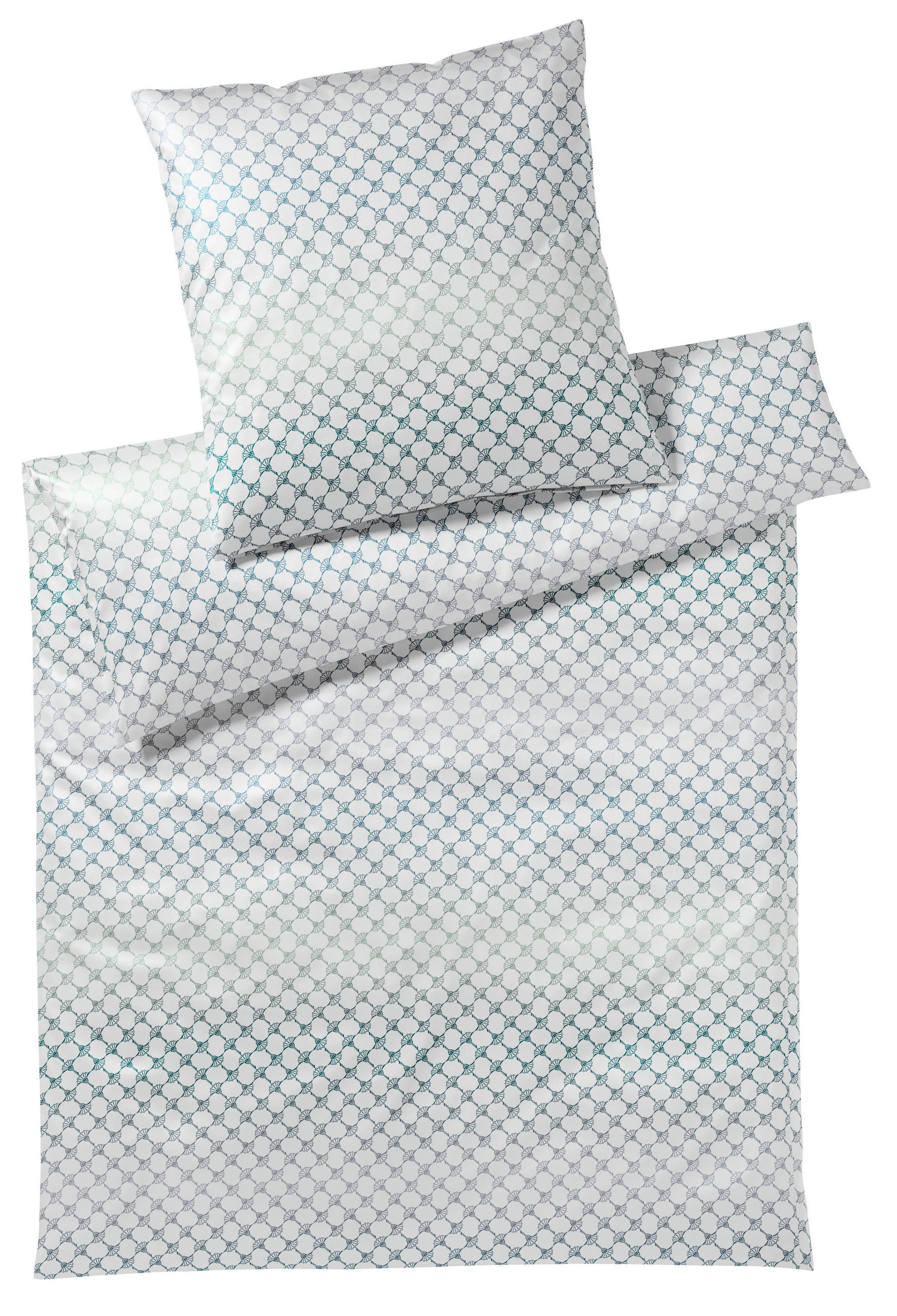POSTELJNINA CORNFLOWER GLEAM 140/200 cm mako saten modra, zelena - modra/zelena, Konvencionalno, tekstil/naravni materiali (140/200cm) - Joop!