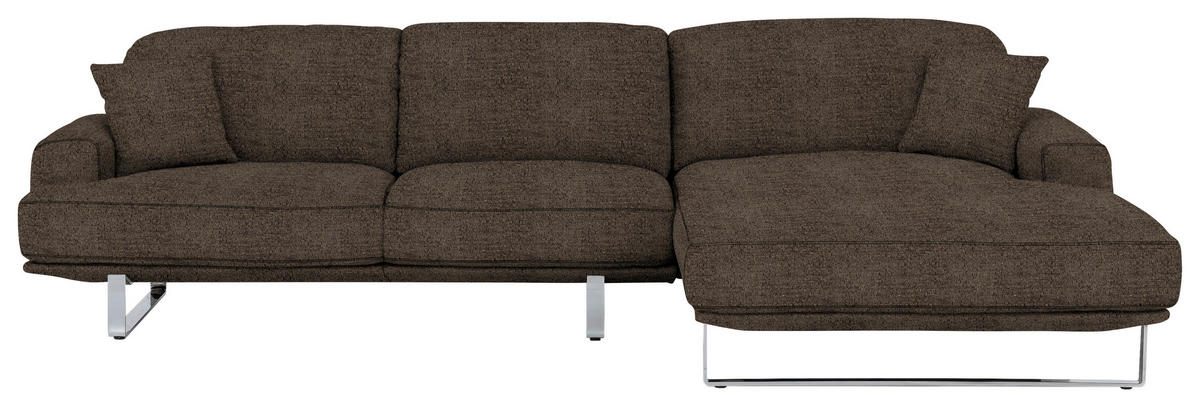 ECKSOFA in Webstoff Mokka  - Mokka, Design, Textil/Metall (304/184cm) - Dieter Knoll