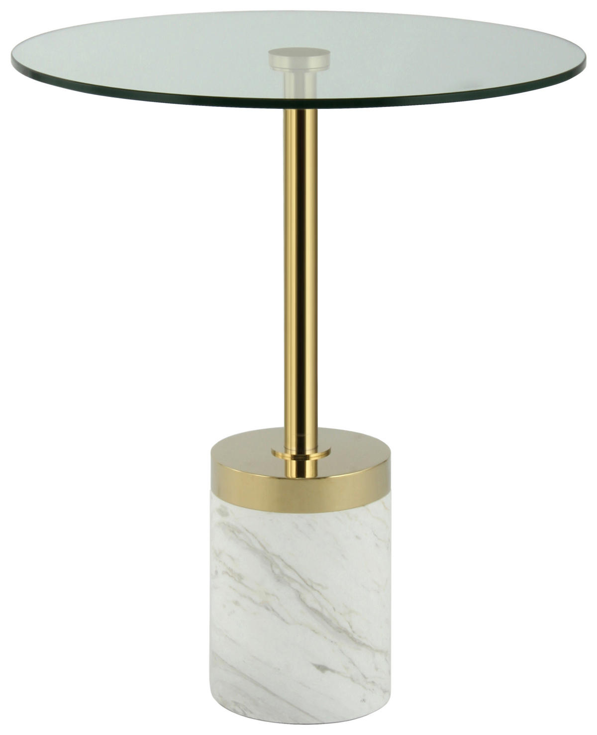 BEISTELLTISCH 46/46/53 cm Weiß, Goldfarben rund  - Goldfarben/Weiß, Design, Glas/Stein (46/46/53cm) - Kayoom