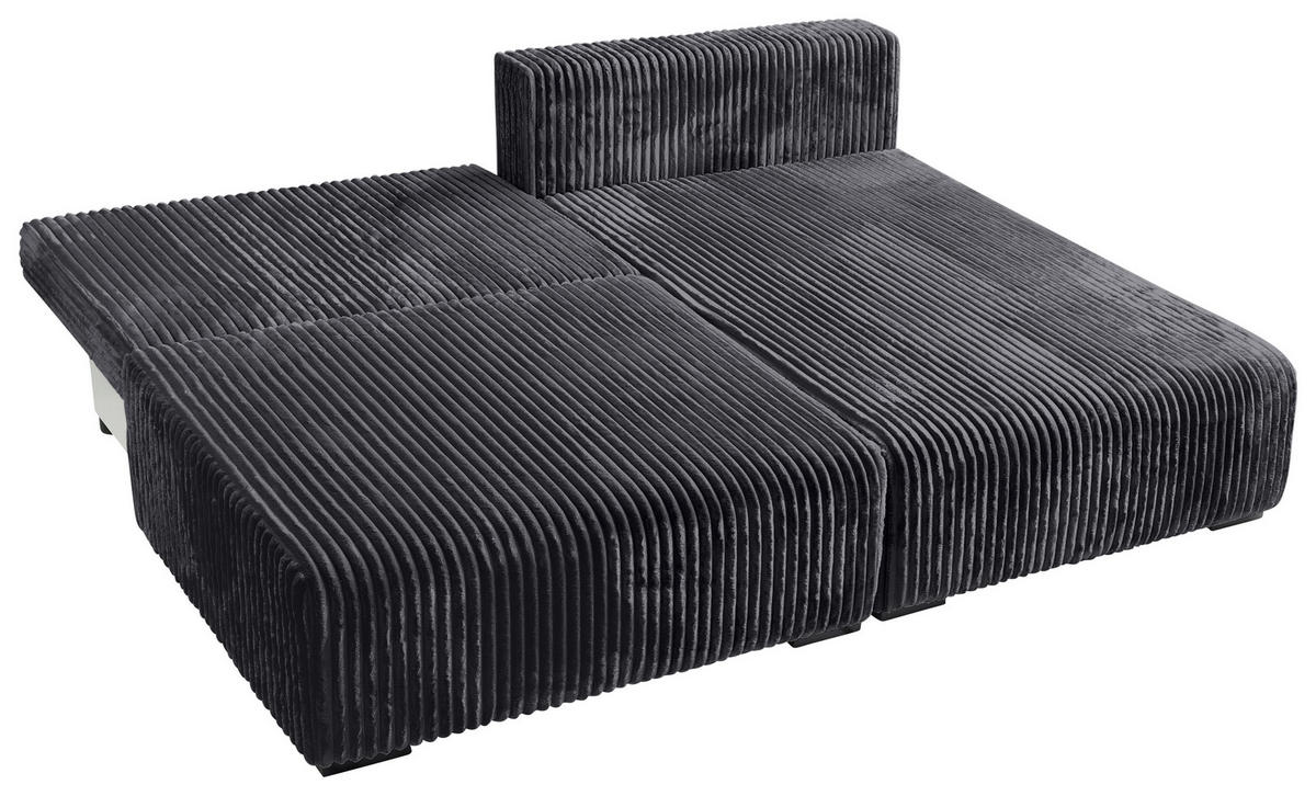 ECKSOFA in Cord Schwarz  - Schwarz, Modern, Holz/Textil (210/145cm) - MID.YOU