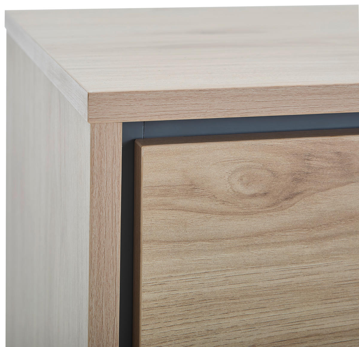 NACHTSCHRANK 53/56,2/40 cm  - Eichefarben/Anthrazit, Design, Holzwerkstoff/Metall (53/56,2/40cm) - Milino