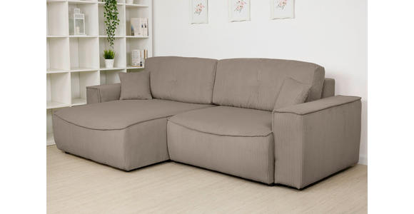 ECKSOFA Taupe Cord  - Taupe/Schwarz, KONVENTIONELL, Kunststoff/Textil (148/265cm) - Carryhome