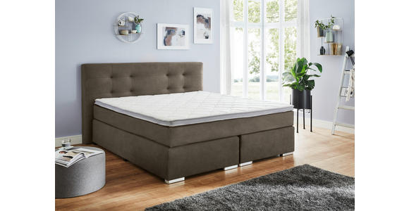 BOXSPRINGBETT 180/200 cm,  in Grau, Topper, Matratzen, H2 + H3 = mittel + fest  - Chromfarben/Grau, KONVENTIONELL, Kunststoff/Textil (180/200cm) - Carryhome