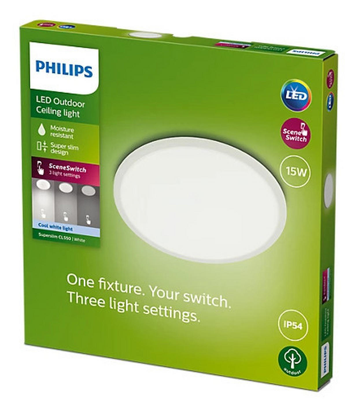 STROPNA SVJETILJKA VANJSKA  - bijela, Basics, metal/plastika (25/25/2.3cm) - Philips