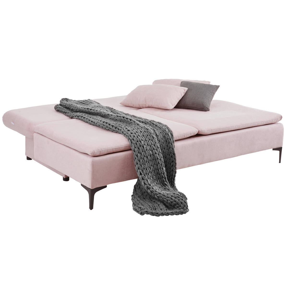 SCHLAFSOFA in Flachgewebe Rosa  - Schwarz/Rosa, Design, Textil/Metall (203/75/100cm) - MID.YOU