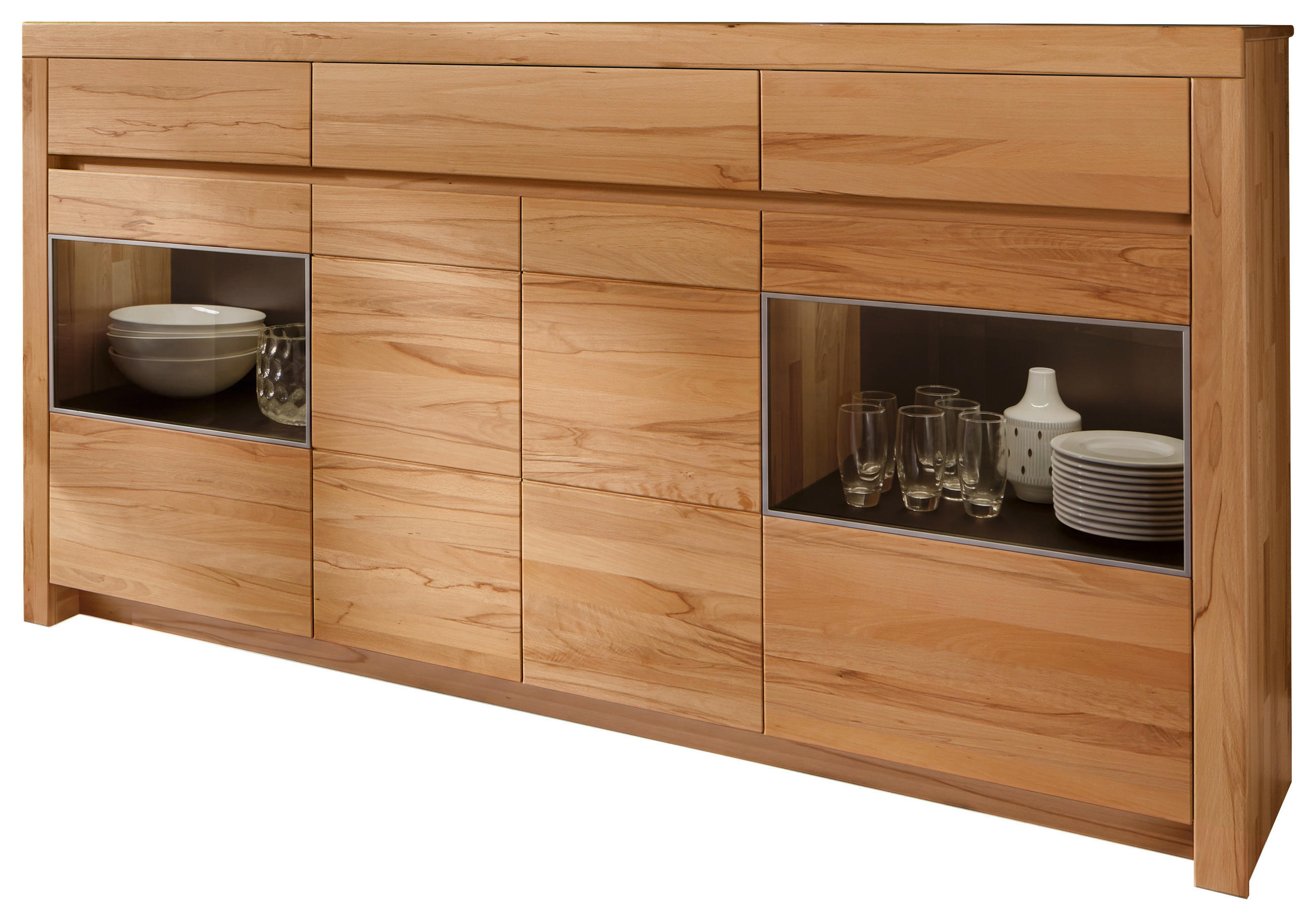 HIGHBOARD Kernbuche  211,2/110,5/42,1 cm  - Kernbuche, KONVENTIONELL, Glas/Holz (211,2/110,5/42,1cm) - Valdera