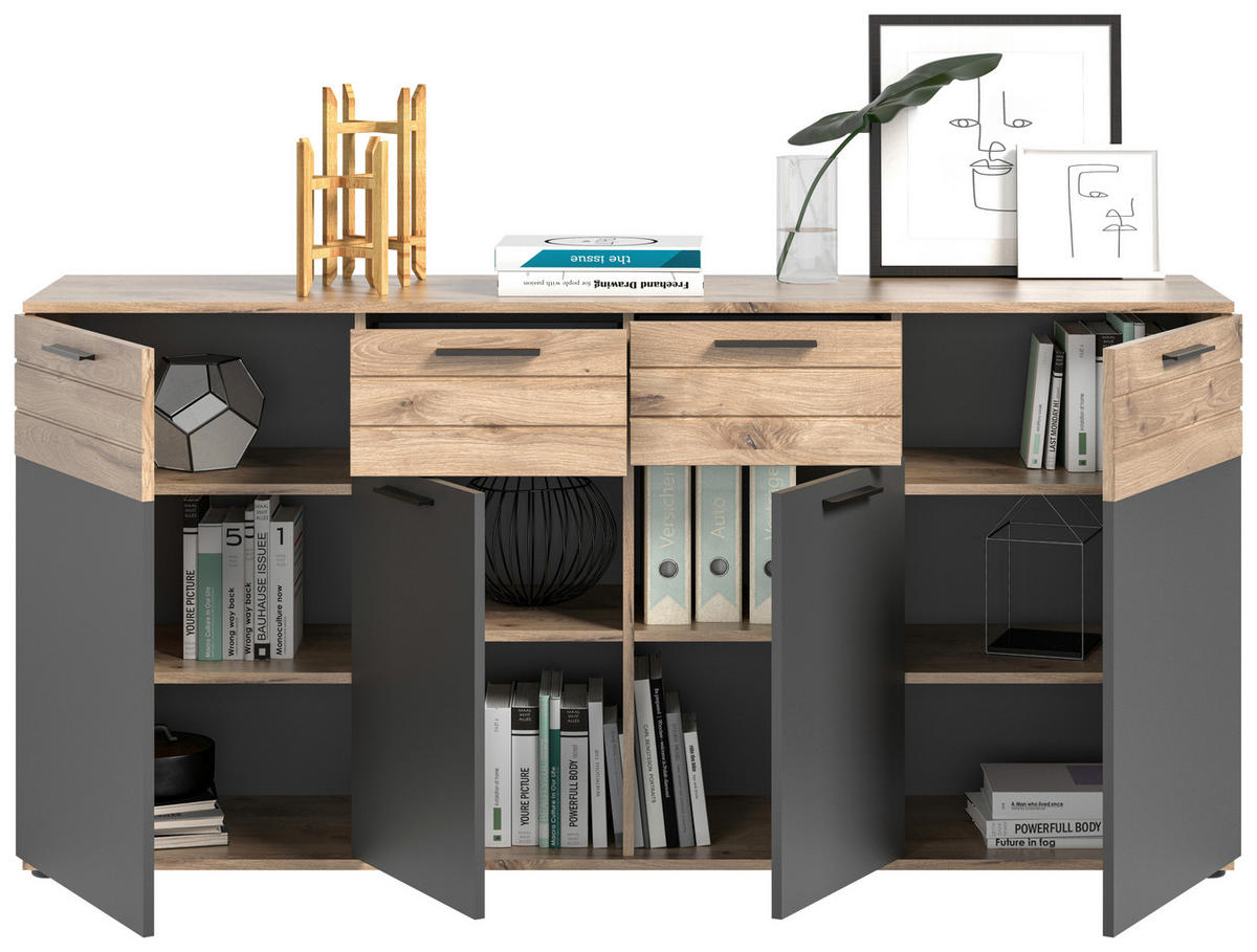 KOMODA, 180/87/40 cm - kompozitné drevo/plast (180/87/40cm) - MID.YOU