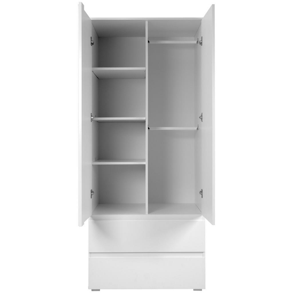 Thumbnail - Mid.you Drehtürenschrank, Weiß, Holzwerkstoff, 3 Fächer, 2 Schubladen, 80x191x55 cm, griffloses Öffnen, Kinder- & Jugend...