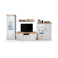 WOHNWAND 4-teilig  in Pinienfarben  369/210/52 cm  - Pinienfarben/Nickelfarben, Design, Glas/Holzwerkstoff (369/210/52cm) - Livetastic