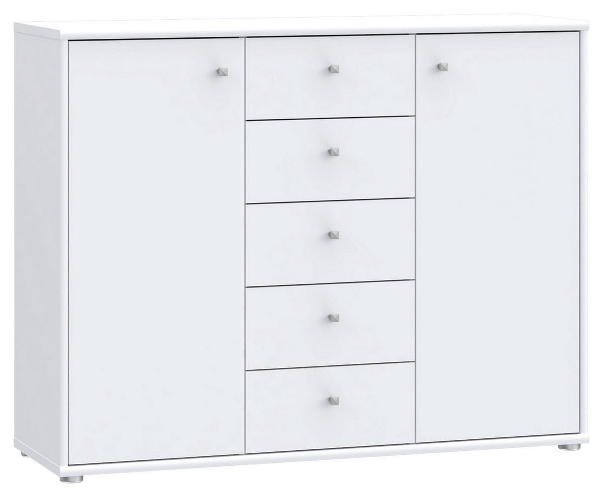 KOMMODE 108,8/85,5/34,8 cm  in Weiss  - Weiss/Alufarben, Design, Holzwerkstoff (108,8/85,5/34,8cm)