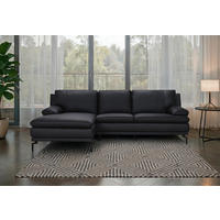 ECKSOFA Schwarz Echtleder  - Schwarz, Design, Leder (158/248cm) - MID.YOU