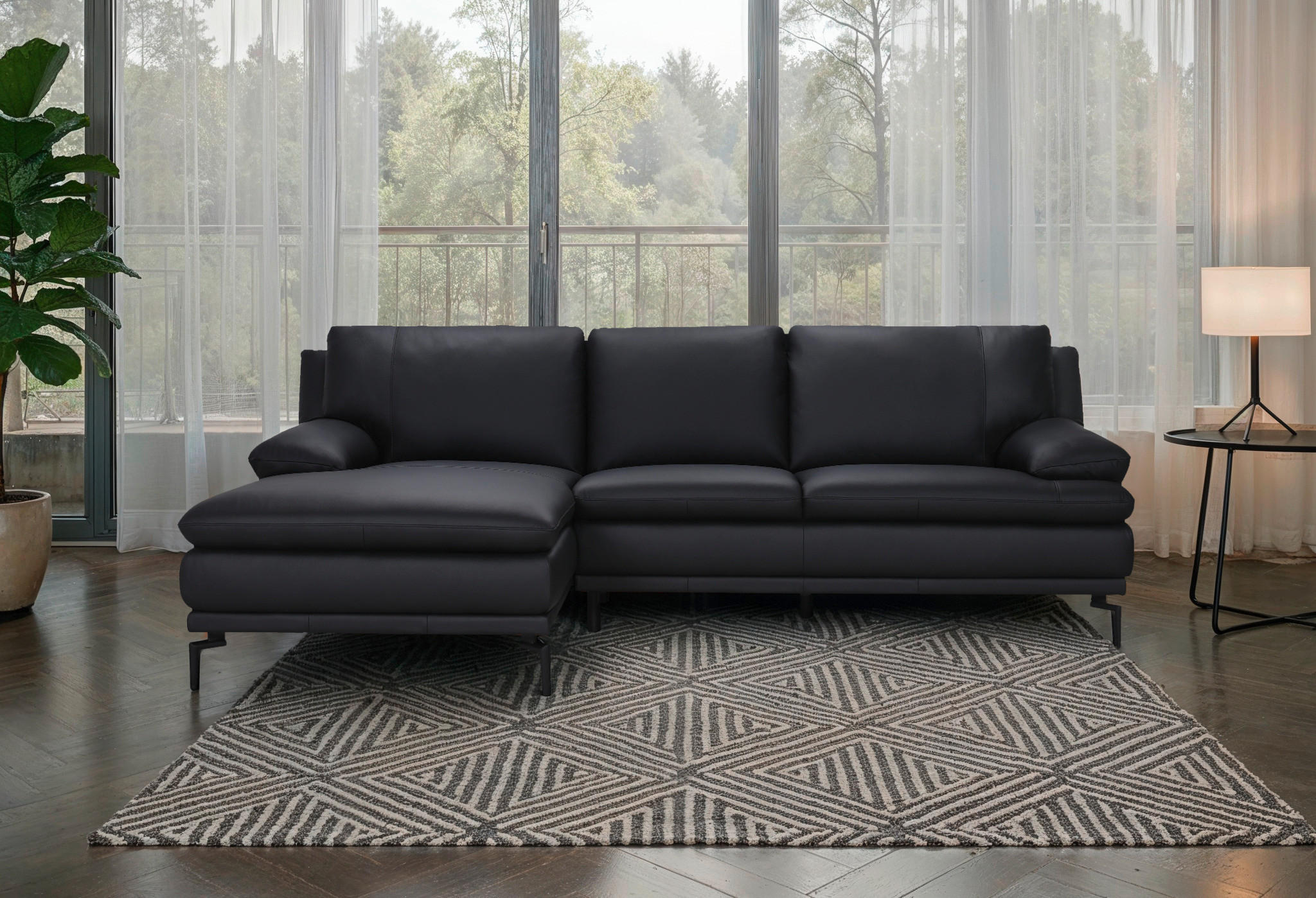 P & B Ecksofa Schwarz 248x158 cm