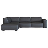 Freisteller von Livetastic ECKSOFA Schwarz Echtleder.