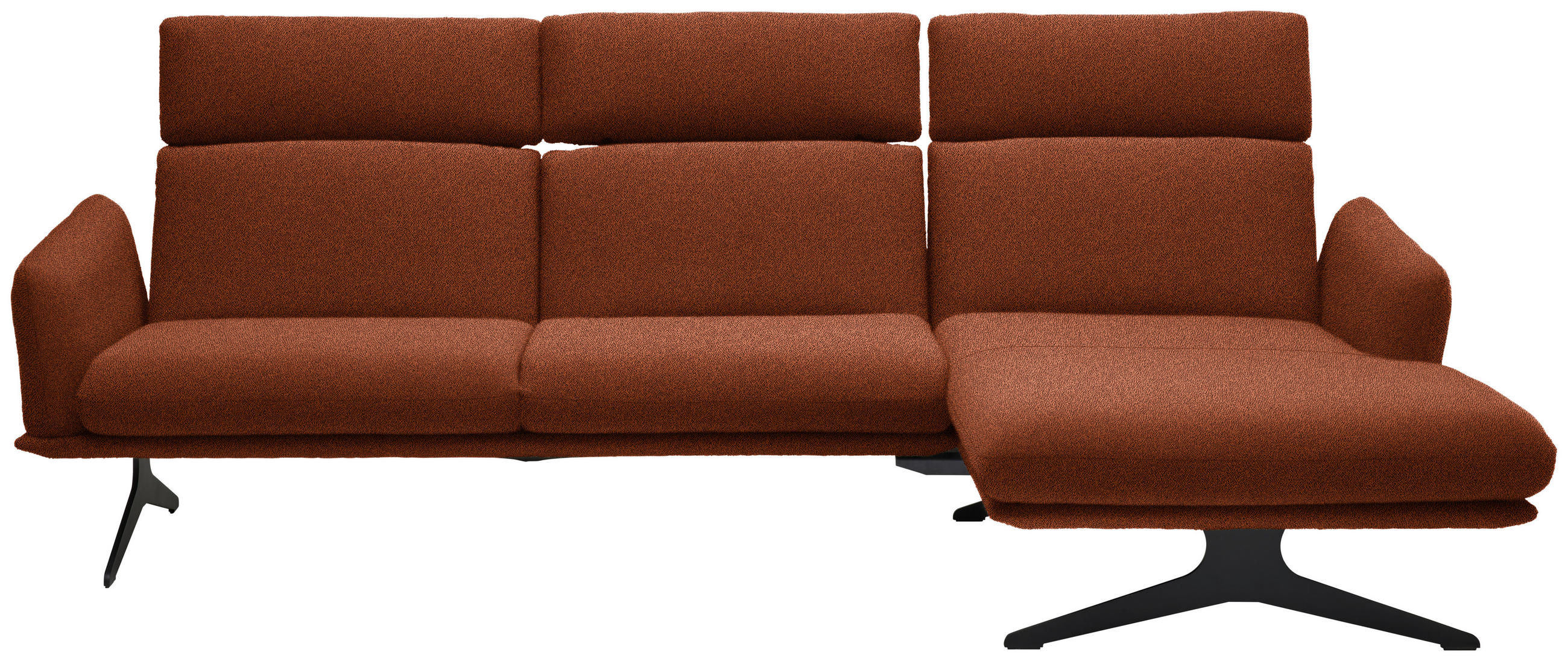 ECKSOFA in Flachgewebe Rostfarben  259/152 cm  - Rostfarben/Schwarz, Design, Textil/Metall (259/152cm) - Dieter Knoll