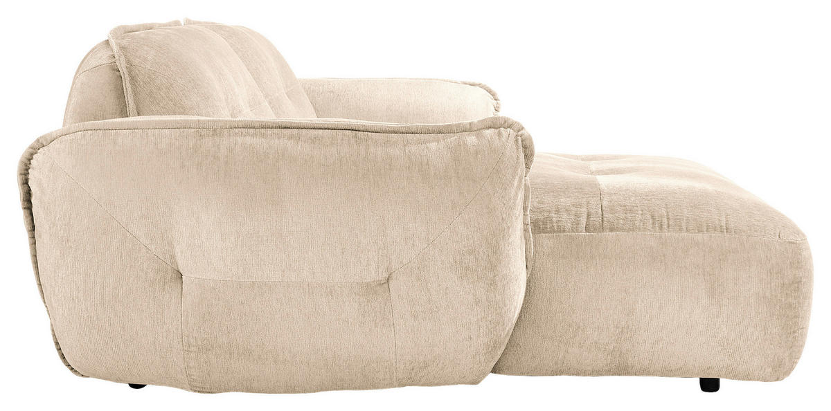 ECKSOFA in Chenille Creme  - Creme/Schwarz, Modern, Kunststoff/Textil (184/269cm) - Trendmanufaktur