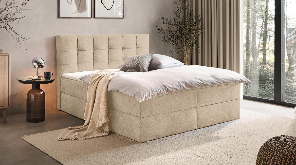 BOXBETT 140/200 cm  in Creme  - Creme/Schwarz, KONVENTIONELL, Kunststoff/Textil (140/200cm) - Boxxx