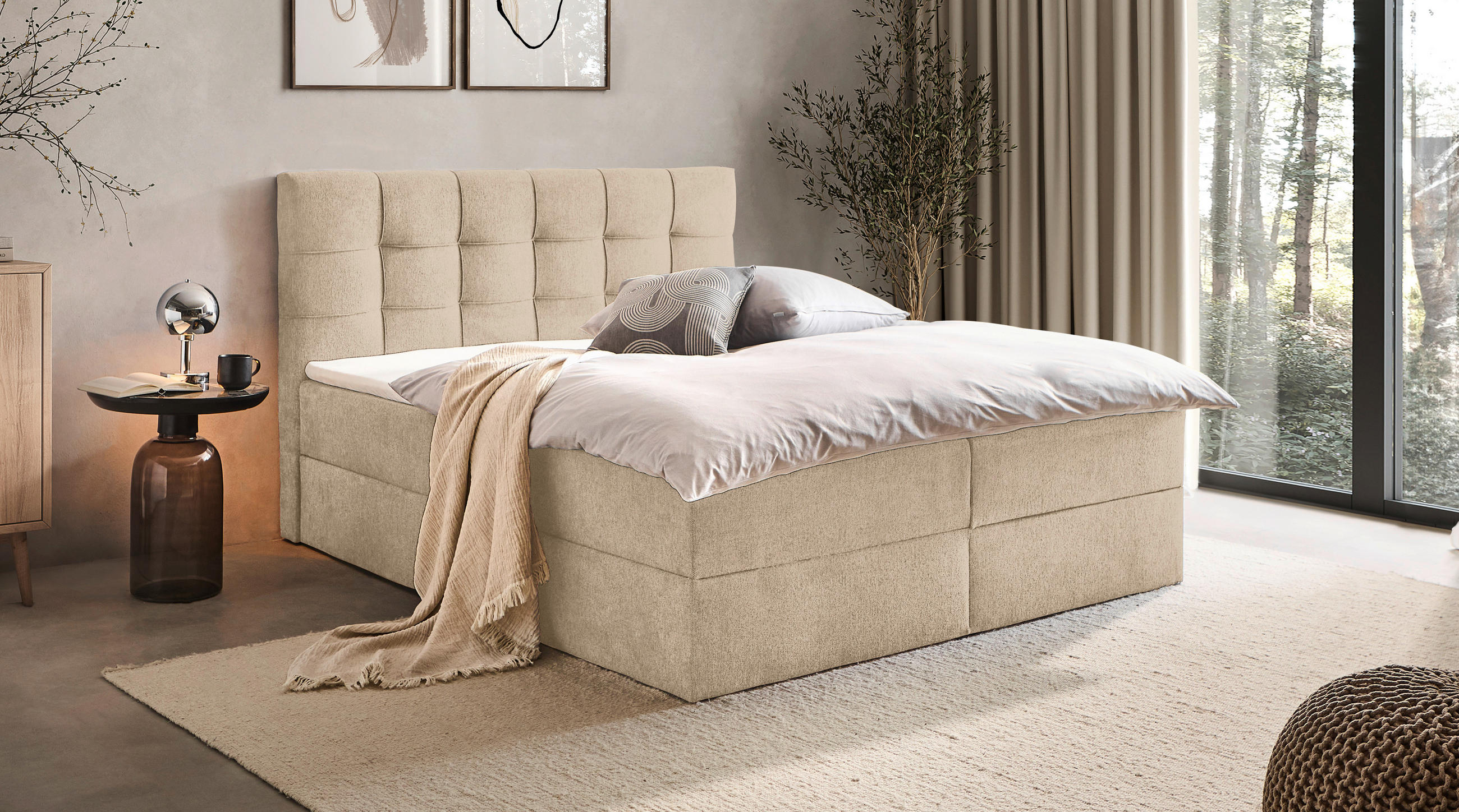 Boxxx AMERICKÁ POSTEL, 160/200 cm, krémová