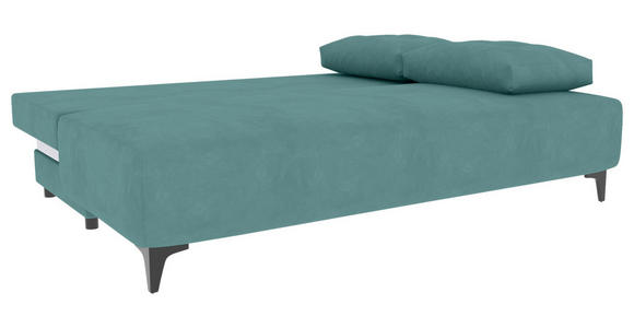 SCHLAFSOFA  in Velours Türkis  - Türkis/Schwarz, KONVENTIONELL, Textil/Metall (200/98/90cm) - Carryhome