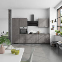 KÜCHENBLOCK Riva 300 cm  in Schieferfarben  - Schieferfarben/Edelstahlfarben, MODERN, Holzwerkstoff/Metall (300cm) - Nobilia