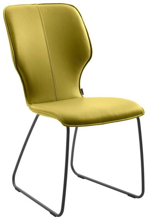 STUHL Echtleder Limette  - Dunkelgrau/Limette, Design, Leder/Metall (49/95/63cm) - Musterring