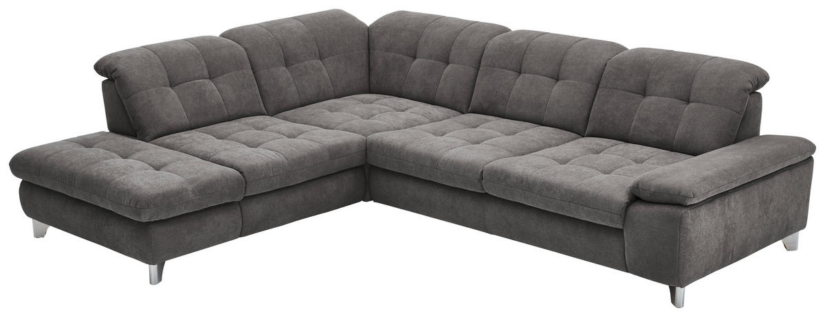 ECKSOFA in Chenille Grau  - Chromfarben/Grau, Design, Textil/Metall (260/310cm) - Beldomo Speed