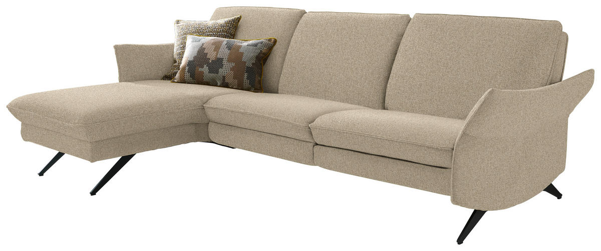 ECKSOFA in Mikrofaser Hellbraun  158/262 cm  - Hellbraun/Anthrazit, Design, Textil/Metall (158/262cm) - Himolla Komfortklass