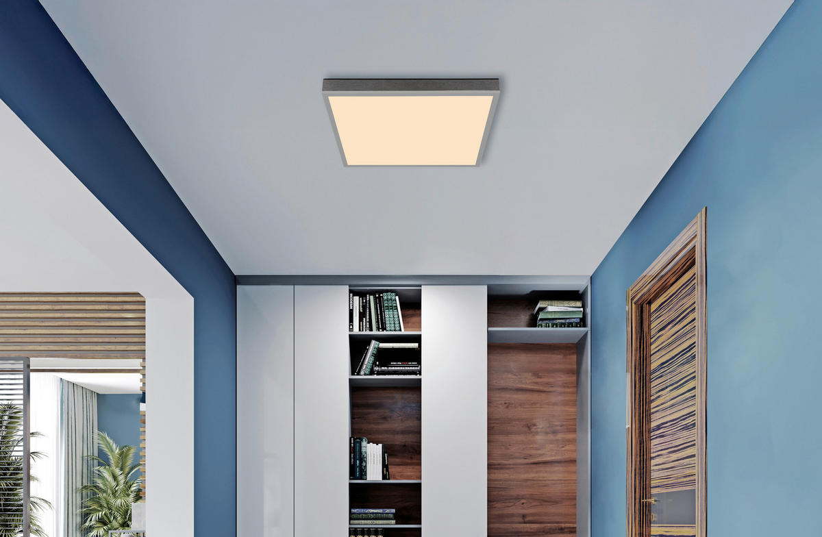 LED-TAKLAMPA DORO 45/45/6,5 cm  - vit/mörkgrå, Klassisk, metall/plast (45/45/6,5cm) - Globo