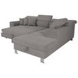 ECKSOFA in Cord Dunkelgrau  - Dunkelgrau/Silberfarben, Design, Textil/Metall (257/226cm) - Xora