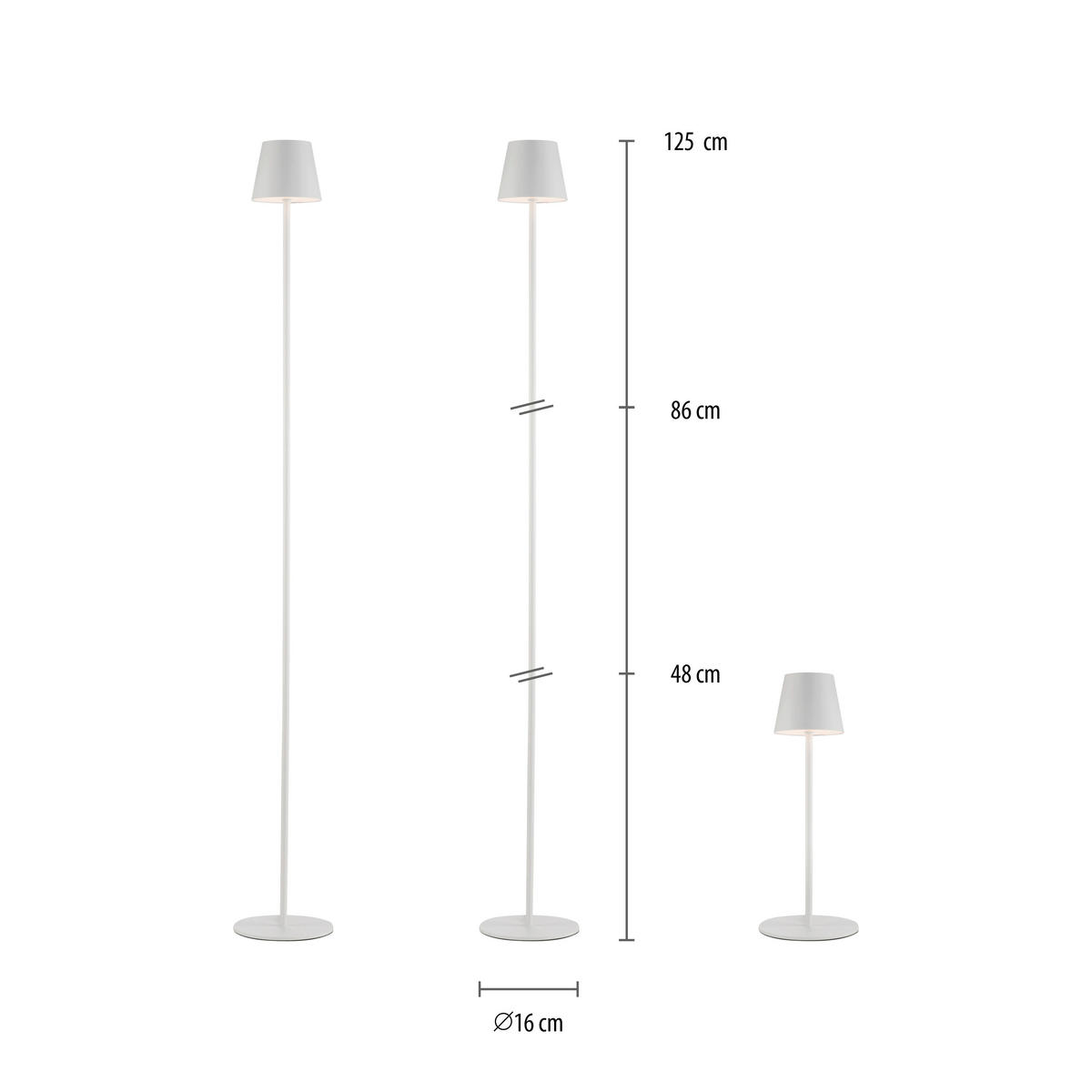 PODNA PUNJIVA SVJETILJKA  - bijela, Trend, metal/plastika (16/16/125cm)