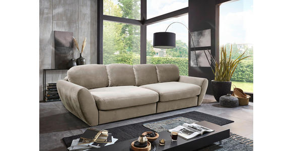 BIGSOFA Flachgewebe Grau, Sandfarben  - Sandfarben/Schwarz, MODERN, Kunststoff/Textil (290/96/113cm) - Cantus