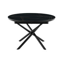 ESSTISCH Schwarz rund  ausziehbar  - Schwarz, MODERN, Keramik/Holzwerkstoff (120-160/120/76cm) - Livetastic