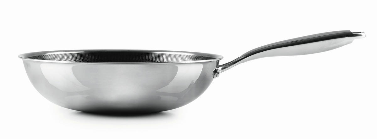 WOKPFANNE Rachs KOCHWERK PTFE-Antihaftbeschichtung  - Edelstahlfarben/Schwarz, Basics, Metall (28/11,2cm) - KOCHWERK