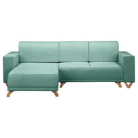 ECKSOFA Textilgeflecht Mintgrün  - Wengefarben/Mintgrün, Design, Holz/Textil (257/174cm) - Livetastic