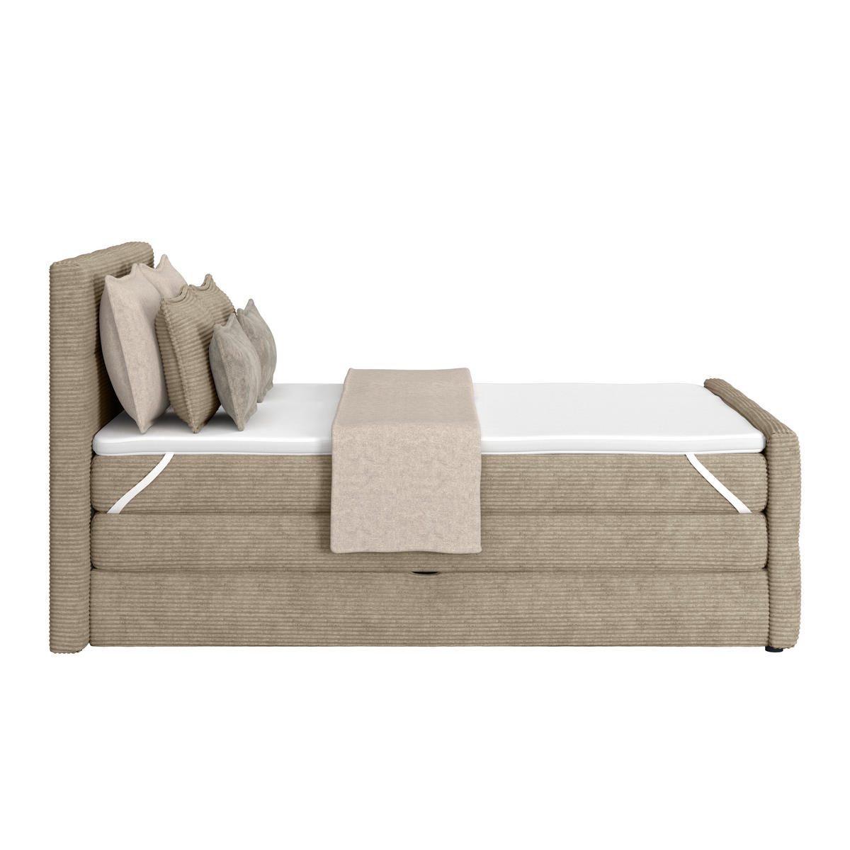 BOXSPRINGBETT 140/200 cm,  in Schlammfarben, gepolstertes Kopfteil, Bettkasten, Topper, Matratzen, H2 + H2 = mittel  - Schlammfarben, KONVENTIONELL, Holz/Holzwerkstoff (140/200cm)