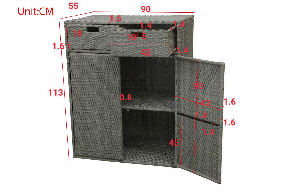GARTENKOMMODE 90/113/55 cm  - Silberfarben/Braun, MODERN, Kunststoff/Metall (90/113/55cm) - Ambia Garden