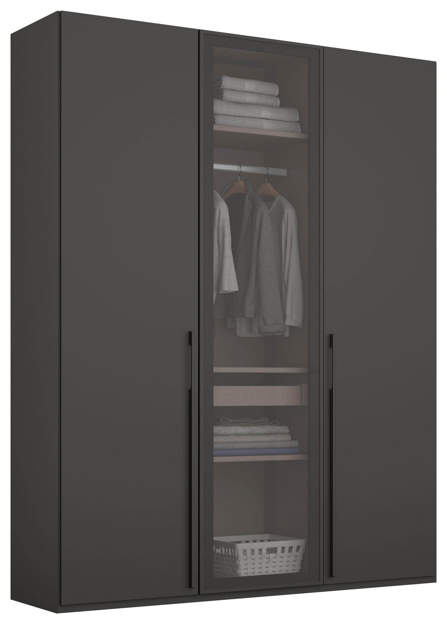 DREHTÜRENSCHRANK in Graphitfarben, Grau  - Graphitfarben/Grau, Trend, Glas/Holzwerkstoff (151/235/60cm) - Novel