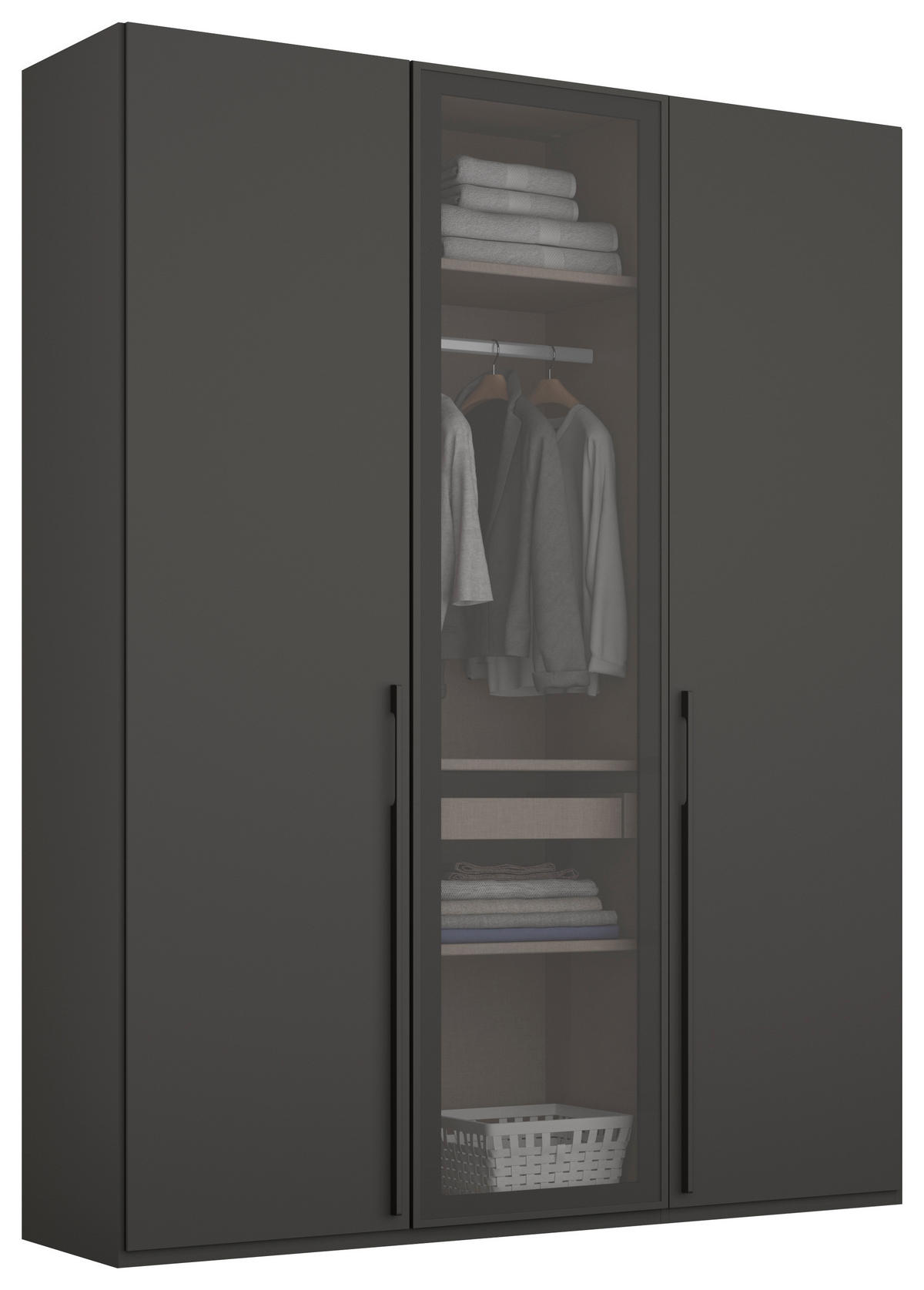 DREHTÜRENSCHRANK in Graphitfarben, Grau  - Graphitfarben/Grau, Trend, Glas/Holzwerkstoff (151/235/60cm) - Novel