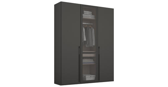 DREHTÜRENSCHRANK 151/223/60 cm 3-türig Graphitfarben - Graphitfarben, Trend, Glas/Holzwerkstoff (151/223/60cm) - Novel