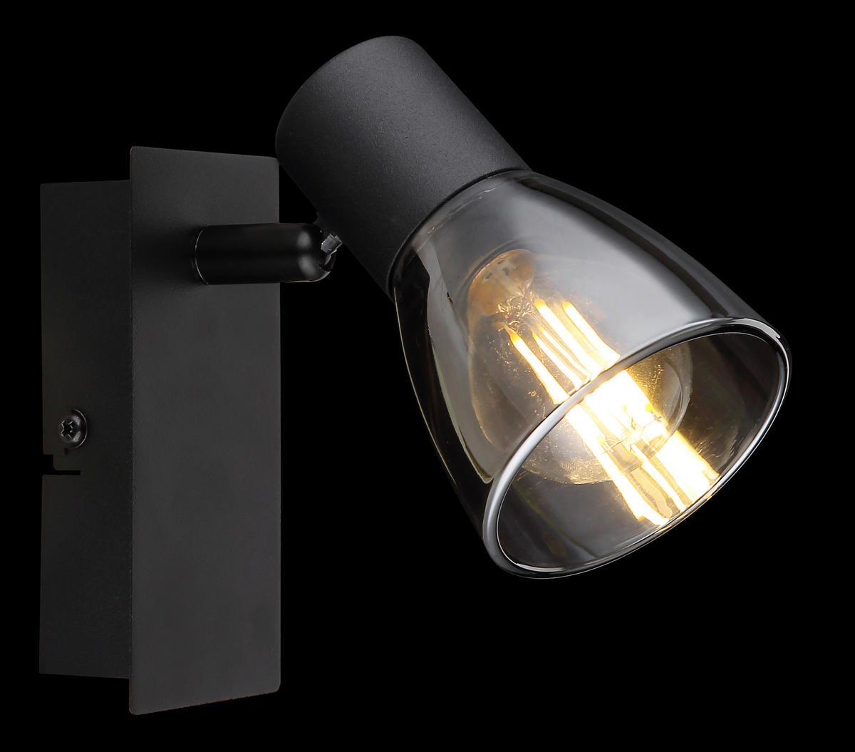 BODOVÉ SVÍTIDLO, 40 W/E14, 7/15,5/14 cm - černá, Design, kov/sklo (7/15,5/14cm) - Globo