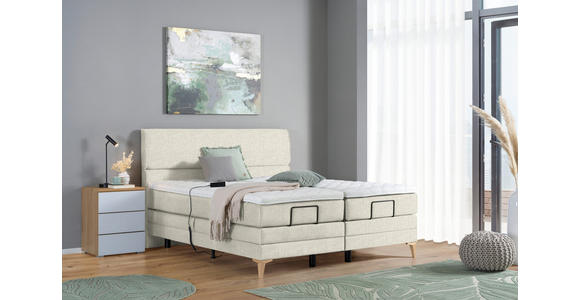 BOXSPRINGBETT 180/200 cm in Creme - Eichefarben/Creme, KONVENTIONELL, Holz/Textil (180/200cm) - Voleo