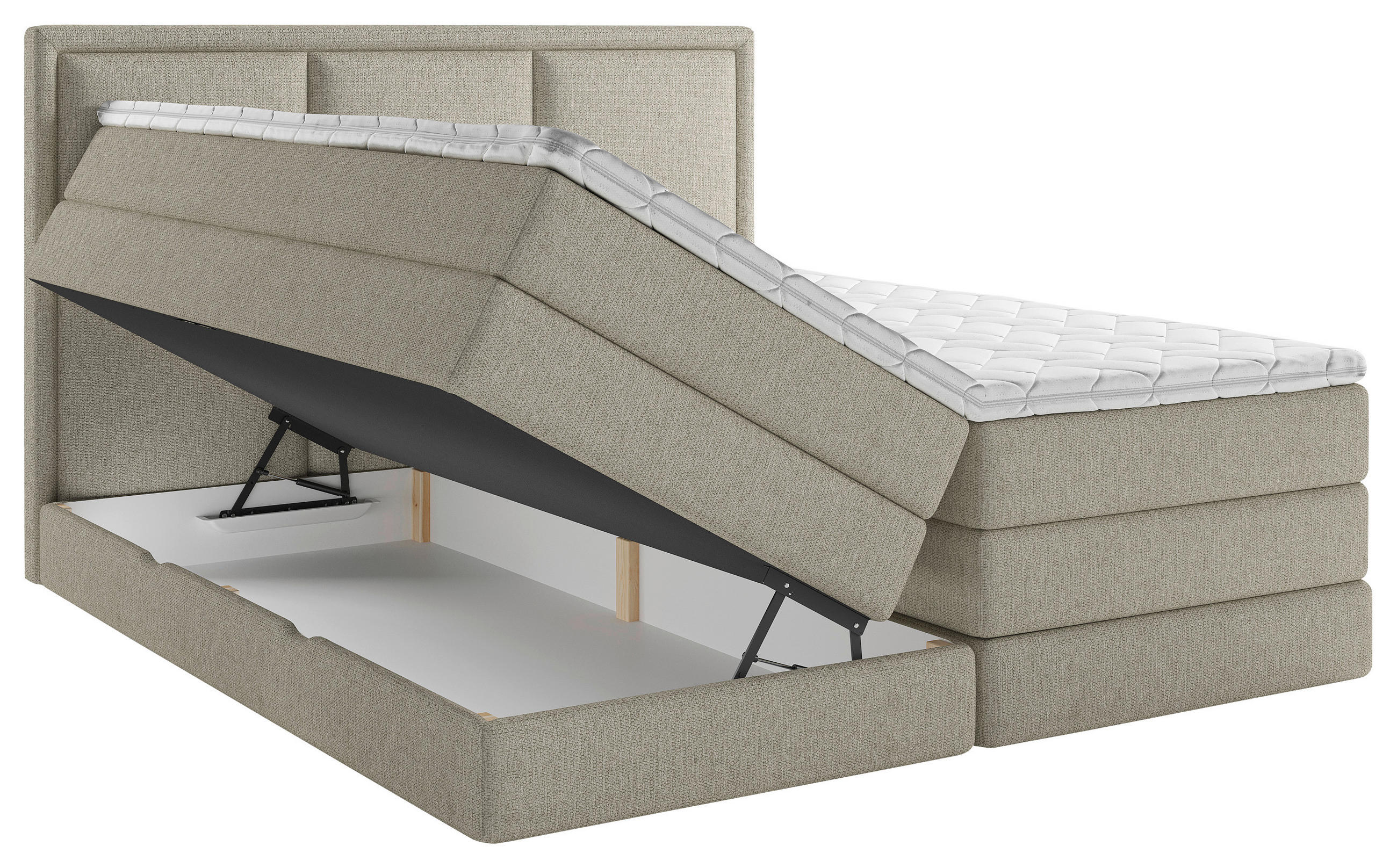 BOXSPRINGBETT 200/220 cm  in Schlammfarben  - Schlammfarben/Schwarz, Design, Holz/Holzwerkstoff (200/220cm) - MID.YOU
