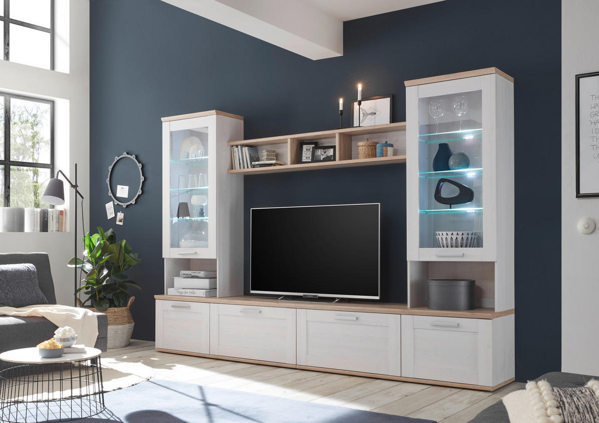 DNEVNI REGAL,  bela  - srebrne barve/bela, Konvencionalno, umetna masa/steklo (277/191/35/43cm) - Ti'me