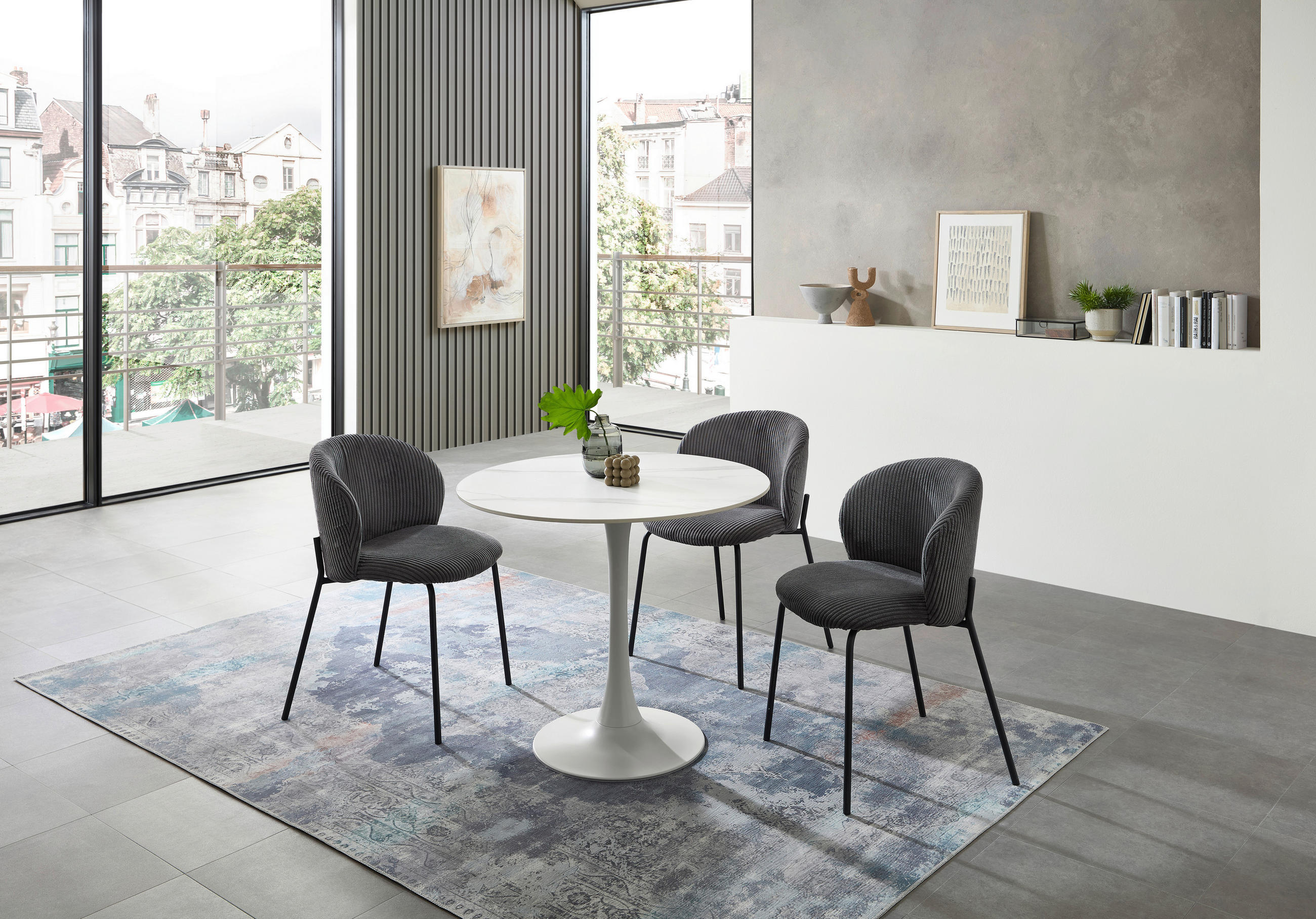 ESSTISCH in Metall, Keramik 90/90/75 cm  - Weiß, MODERN, Keramik/Metall (90/90/75cm) - Boxxx