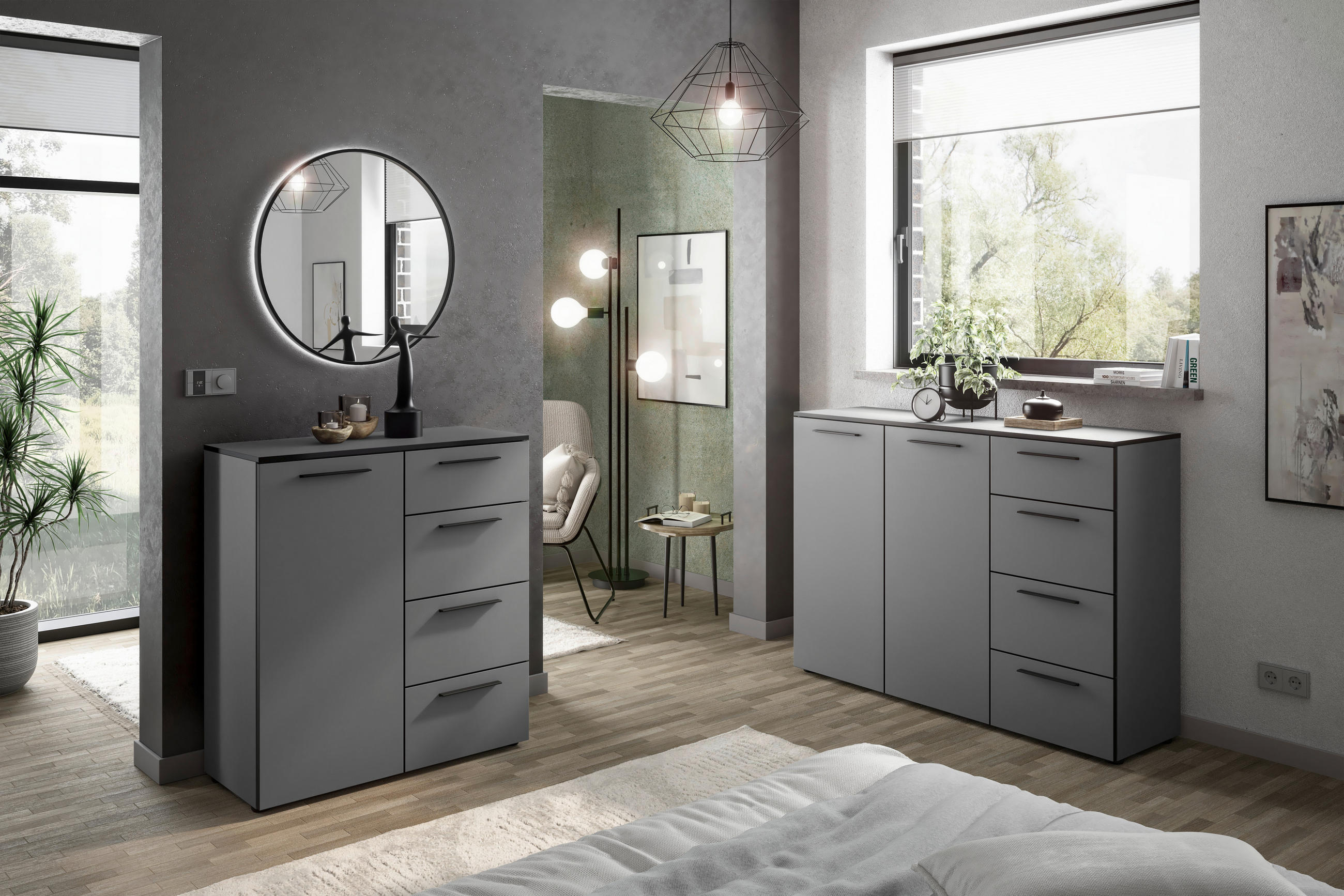 KOMMODE soul  in 90/99,8/40 cm  - Dunkelgrau/Schwarz, MODERN, Holzwerkstoff/Metall (90/99,8/40cm)