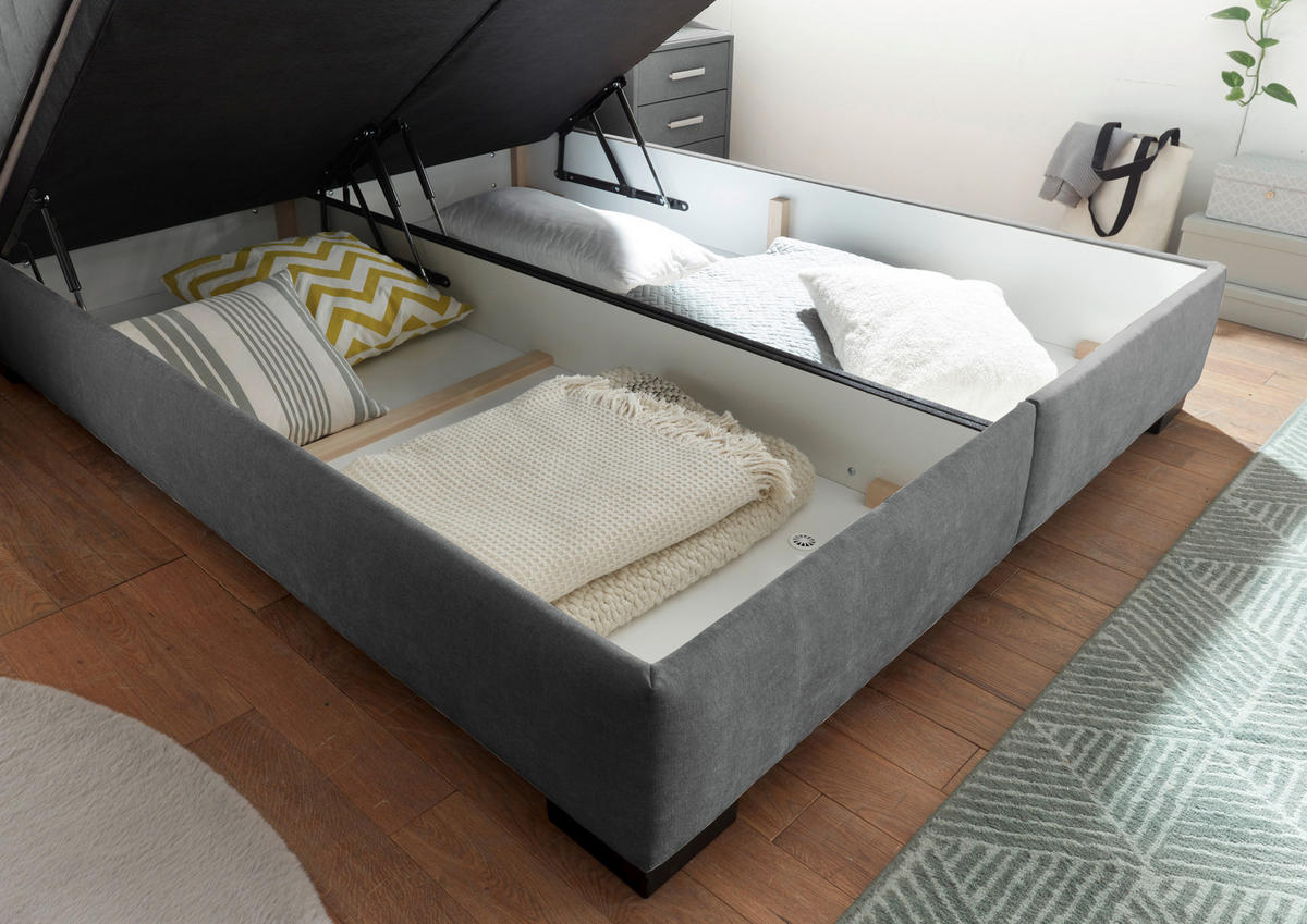 BOXBETT 160/200 cm  in Anthrazit  - Anthrazit/Schwarz, MODERN, Holzwerkstoff/Kunststoff (160/200cm) - MID.YOU