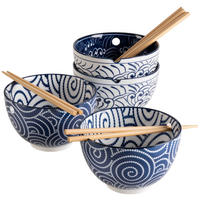 SCHÜSSELSET Jurka 8-teilig  - Blau/Weiß, Trend, Holz/Keramik - Mäser