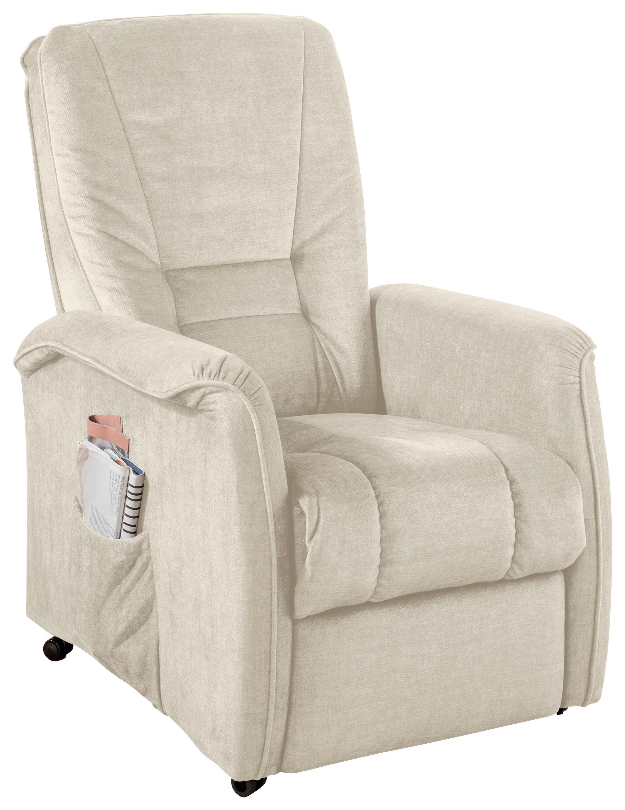 FERNSEHSESSEL in Velours Beige  - Beige/Schwarz, Design, Kunststoff/Textil (77/107/88cm) - Livetastic